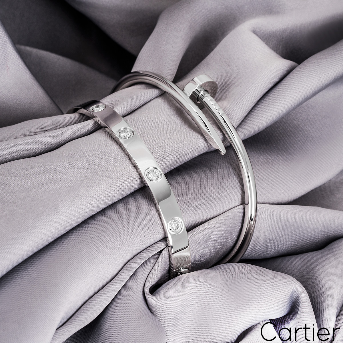 Cartier White Gold Full Diamond Love Bracelet Size 16 B6040716